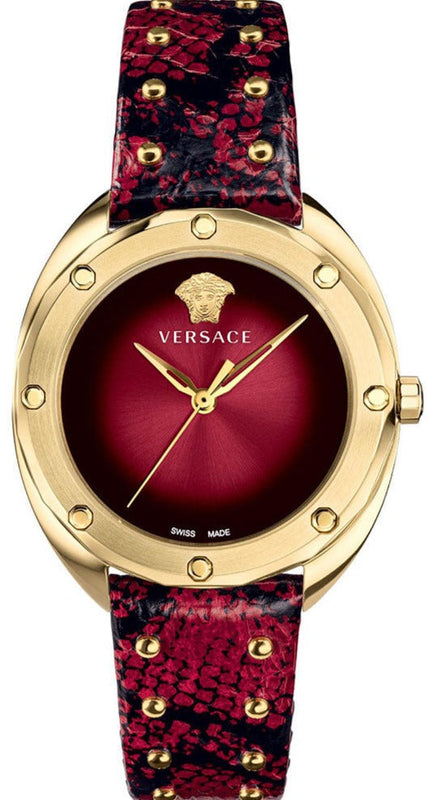Versace Shadov Quartz Red Dial Red Leather Strap Watch for Women - VEBM00918 Authentic Buy Shop Now