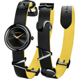 Versace V-Flare Quartz Black Dial Black Leather Strap Watch for Women - VEBN00518 Authentic Buy Shop Now