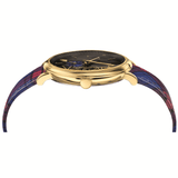 Versace V-Circle The Clans Edition Black Dial Red & Blue Leather Strap Watch for Women - VEBQ00218 Authentic Buy Shop Now