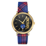Versace V-Circle The Clans Edition Black Dial Red & Blue Leather Strap Watch for Women - VEBQ00218 Authentic Buy Shop Now