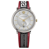Versace V Circle Silver Dial Two Tone Leather Strap Watch for Men - VEBQ01319 Authentic Buy Shop Now