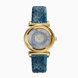 Versace V-Motif Vintage Logo Diamonds Blue Dial Blue Leather Strap Watch for Women - VERE01018 Authentic Buy Shop Now