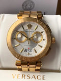 Versace V Racer Chronograph White Dial Gold Steel Strap Watch for Men - VBR060017 Authentic Buy Shop Now