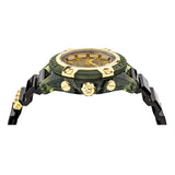 Versace Icon Active Chronograph Gold Dial Black Silicone Strap Watch For Men - VEZ700321 Authentic Buy Shop Now