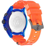 Versace Icon Active Chronograph Quartz Blue Dial Orange Rubber Strap Watch For Men - VEZ700922 Authentic Buy Shop Now