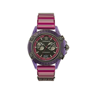 Versace Icon Active Chronograph Black Dial Purple Rubber Strap Watch For Men - VEZ701423 Authentic Buy Shop Now