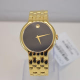 Movado Veturi Quartz Black Dial Gold Steel Strap Watch for Men - 0606934 Authentic Buy Shop Now