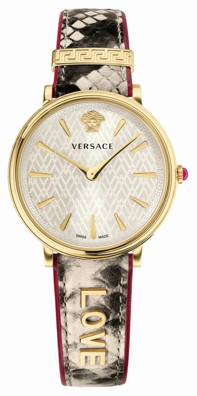 Versace V Circle Quartz White Dial Brown Leather Strap Watch For Women - VBP08017 Authentic Buy Shop Now