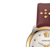 Versace Audrey Quartz Silver Dial Red Leather Strap Watch for Women - VELR00219 Authentic Buy Shop Now