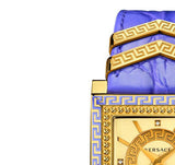 Versace Day Glam Chronograph Gold Dial Purple Leather Strap Watch for Women - VQF040015 Authentic Buy Shop Now