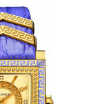 Versace Day Glam Chronograph Gold Dial Purple Leather Strap Watch for Women - VQF040015 Authentic Buy Shop Now
