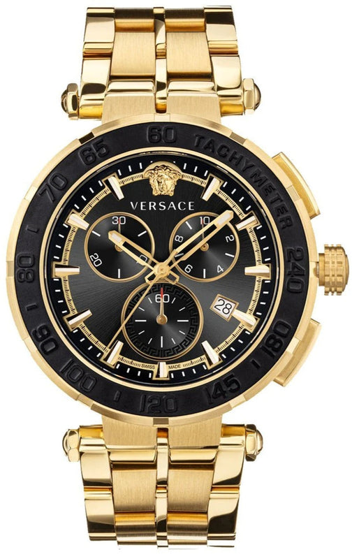 Versace Greca Sport Quartz Black Dial Gold Steel Strap Watch for Men - VEZ300721 Authentic Buy Shop Now
