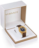 Versace Code Quartz Blue Dial Brown Leather Strap Watch For Men - VEPO00220 Authentic Buy Shop Now