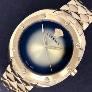 Versace Shadov Quartz Gold Dial Gold Steel Strap Watch for Women - VEBM00618 Authentic Buy Shop Now