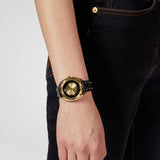 Versace Shadov Quartz Gold Dial Black Leather Strap Watch for Women - VEBM00318 Authentic Buy Shop Now
