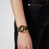 Versace Shadov Gold Dial Green Leather Strap Watch For Women - VEBM01018 Authentic Buy Shop Now