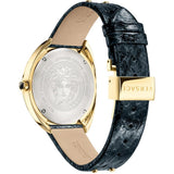 Versace Shadov Quartz Gold Dial Black Leather Strap Watch for Women - VEBM01118 Authentic Buy Shop Now