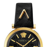 Versace V-Twist Black Dial Black Leather Strap Watch for Women - VELS00619 Authentic Buy Shop Now