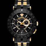 Versace V-Race Analog Quartz Black Dial Two Tone Steel Strap Watch For Men - VEBV00619 Authentic Buy Shop Now