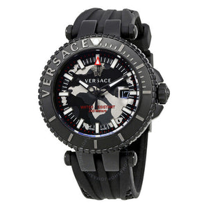 Versace V-Race Diver Black Dial Black Rubber Strap Watch for Men - VAB050016 Authentic Buy Shop Now