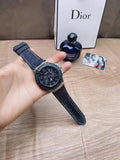 Guess Indovina Quartz Black Dial Black Leather Strap Watch For Men - W0040G9 Authentic Buy Shop Now