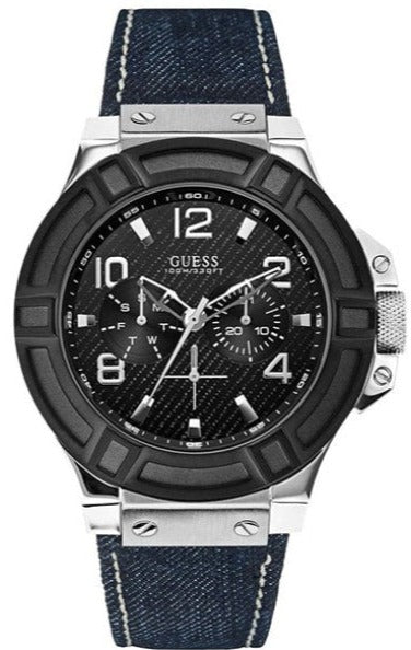 Guess Indovina Quartz Black Dial Black Leather Strap Watch For Men - W0040G9 Authentic Buy Shop Now