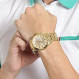 Guess Analog Chronograph Gold Dial Gold Steel Strap Watch for Men - W0075G5 Authentic Buy Shop Now