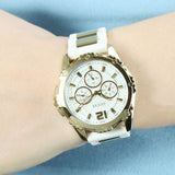 Guess Intrepid White Dial Two Tone Silicone Strap Watch For Women - W0325L2 Authentic Buy Shop Now