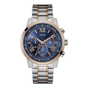 Guess Horizon Chronograph Blue Dial Two Tone Steel Strap Watch For Men - W0379G7 Authentic Buy Shop Now