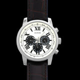 Guess Chronograph Quartz White Dial Brown Leather Strap Watch For Men - W0380G1 Authentic Buy Shop Now