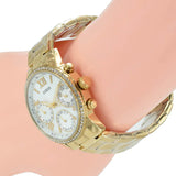 Guess Mini Sunrise Diamonds Silver Dial Gold Steel Strap Watch for Women - W0623L3 Authentic Buy Shop Now