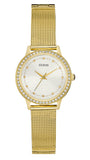 Guess Chelsea Crystals Mother of Pearl White Dial Gold Mesh Bracelet Watch For Women - W0647L7 Authentic Buy Shop Now