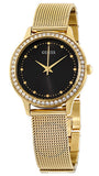 Guess Chelsea Crystals Black Dial Gold Mesh Bracelet Watch For Women - W0647L8 Authentic Buy Shop Now