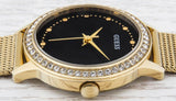 Guess Chelsea Crystals Black Dial Gold Mesh Bracelet Watch For Women - W0647L8 Authentic Buy Shop Now