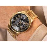 Guess Atlas Chronograph Black Dial Gold Steel Strap Watch for Men - W0668G8 Authentic Buy Shop Now