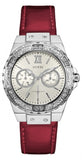 Guess Limelight Quartz Diamonds White Dial Red Leather Strap Watch For Women - W0775L11 Authentic Buy Shop Now