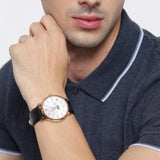 Guess Delancy Quartz Silver Dial Black Leather Strap Watch For Men - W0870G2 Authentic Buy Shop Now