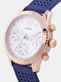 Guess Marina Multifunction White Dial Blue Rubber Strap Watch for Women - W1025L4 Authentic Buy Shop Now