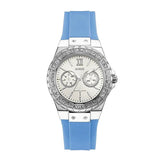 Guess Limelight Crystals White Dial Blue Rubber Strap Watch for Women - W1053L5 Authentic Buy Shop Now