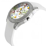 Guess Wanderlust Crystals Silver Dial White Rubber Strap Watch for Women - W1059L1 Authentic Buy Shop Now