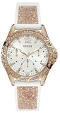 Guess Swirl Quartz Silver Dial White Rubber Strap Watch For Women - W1096l2 Authentic Buy Shop Now