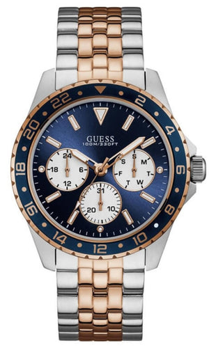Guess Odyssey Blue Dial Two Tone Steel Strap Watch For Men - W1107G3 Authentic Buy Shop Now
