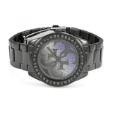 Guess G Twist Diamonds Purple Dial Black Steel Strap Watch For Women - W1201L4 Authentic Buy Shop Now
