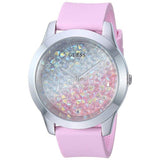 Guess Crush Crystals Silver Dial Pink Rubber Strap Watch for Women - W1223L1 Authentic Buy Shop Now