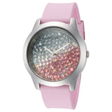 Guess Crush Crystals Silver Dial Pink Rubber Strap Watch for Women - W1223L1 Authentic Buy Shop Now