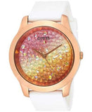 Guess Crush Crystals Gold Dial White Rubber Strap Watch for Women - W1223L3 Authentic Buy Shop Now