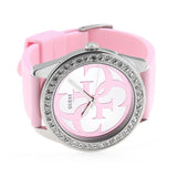 Guess G-Twist Diamonds Silver Dial Pink Rubber Strap Watch for Women - W1240L1 Authentic Buy Shop Now