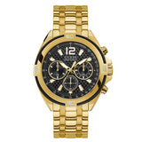 Guess Surge Chronograph Black Dial Gold Steel Strap Watch for Men - W1258G2 Authentic Buy Shop Now