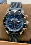 Breitling Superocean Heritage B01 Chronograph 44 Blue Dial Black Mesh Bracelet Watch for Men - AB0162121C1S1 Authentic Buy Shop Now