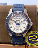 Breitling Superocean II Automatic 42mm White Dial Blue Rubber Strap Watch for Men - A17366D81A1S2 Authentic Buy Shop Now